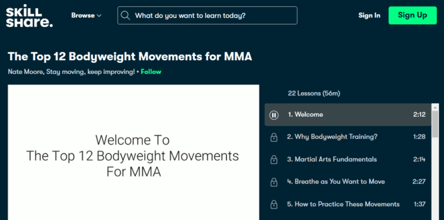 skillshare learn mma lessons online