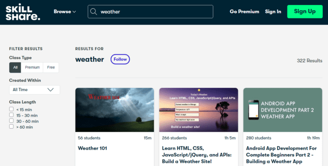 skillshare learn weather lessons online