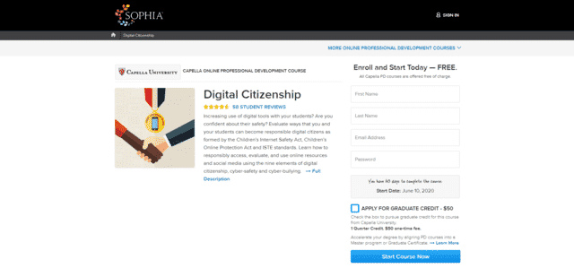 sophia learn digital citizenship lessons online