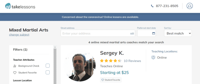 takelessons learn mma lessons online