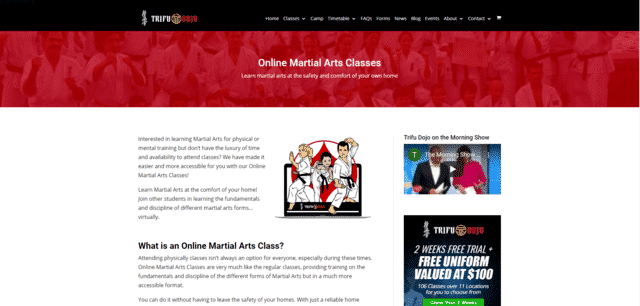 trifudojo learn martial arts lessons online