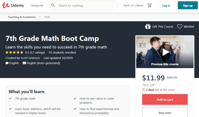 Udemy Learn 7th-Grade Math Lessons Online