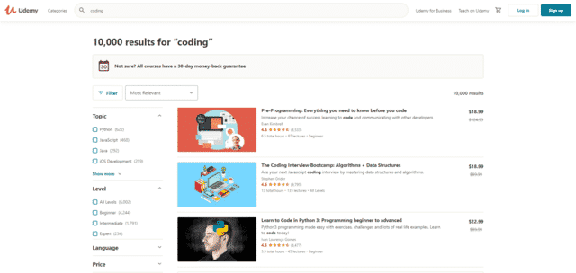 udemy learn coding lessons online