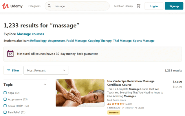 udemy learn massage lessons online