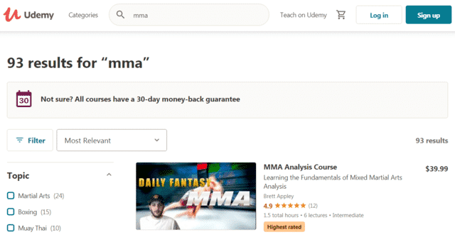 udemy learn mma lessons online