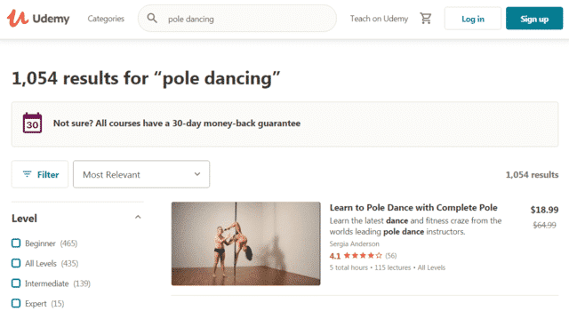 udemy learn pole dancing lessons online