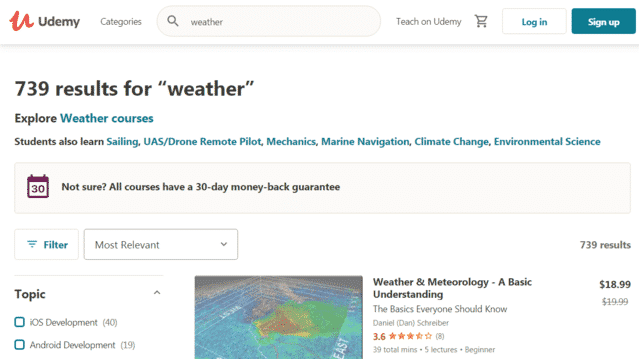 udemy learn weather lessons online