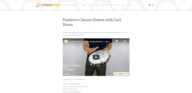 viradadrums learn pandeiro lessons online