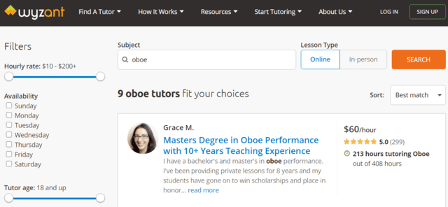 Wyzant Learn Oboe Lessons Online