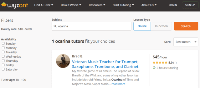 wyzant learn ocarina lessons online