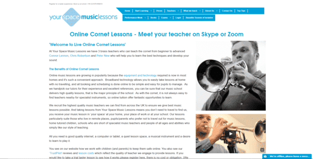 yourspacemusiclessons learn cornet lessons online