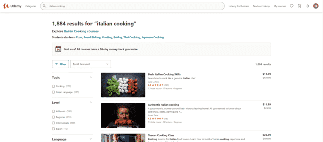 udemy learn italian cooking lessons online