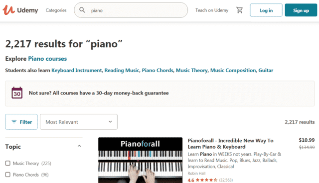 udemy learn piano lessons online