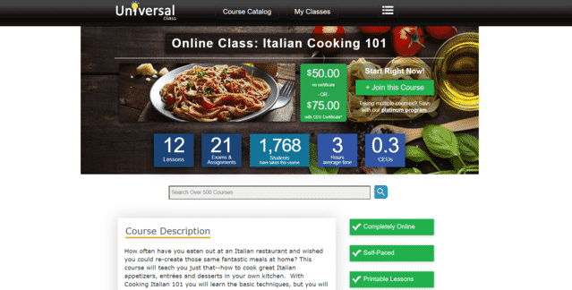 universalclass learn italian cooking lessons online