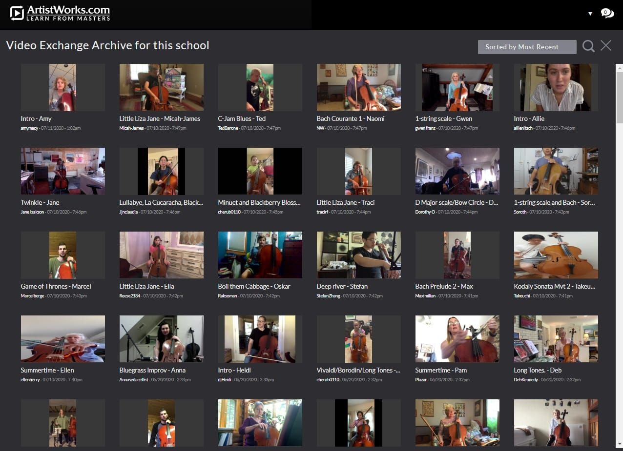 Artistworks cello video exchange