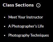 MasterClass Annie Leibovitz Class Sections