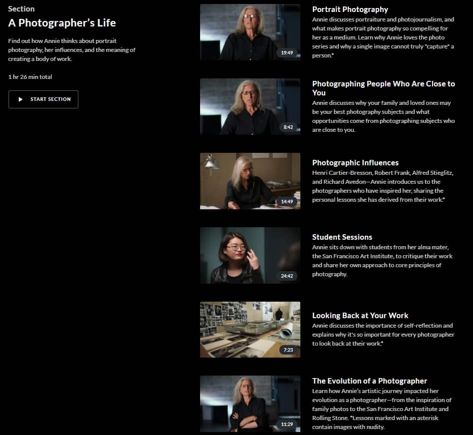 MasterClass Annie Leibovitz Photography Life