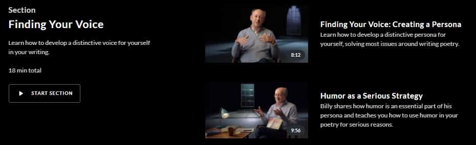 MasterClass Billy Collins Finding Voice