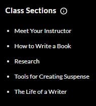 MasterClass Dan Brown Class Sections