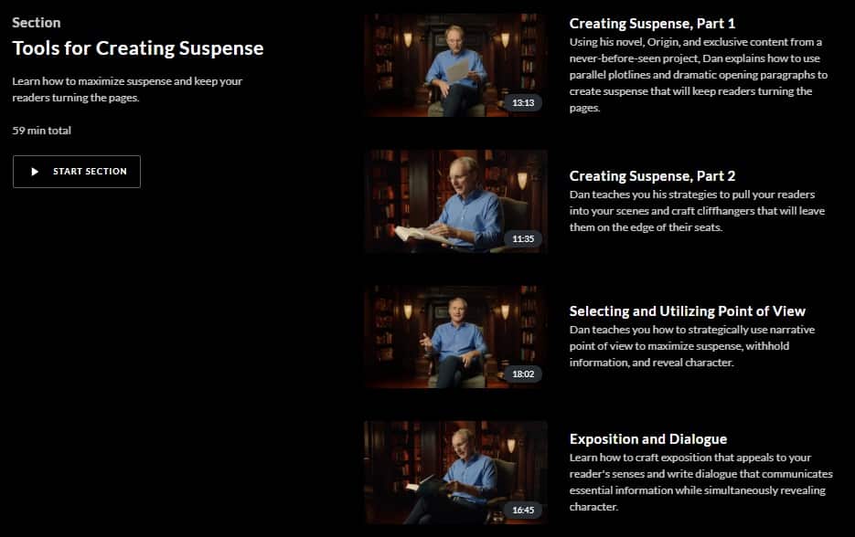 MasterClass Dan Brown Tools for Creating Suspense