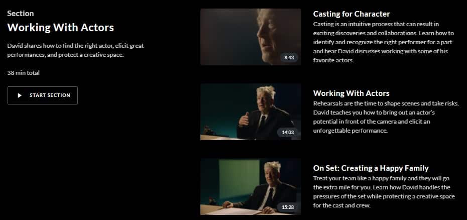 MasterClass David Lynch Working With Actors