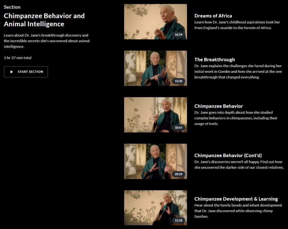 MasterClass Dr. Jane Goodall Chimpanzee Behavior and Animal Intelligence 1