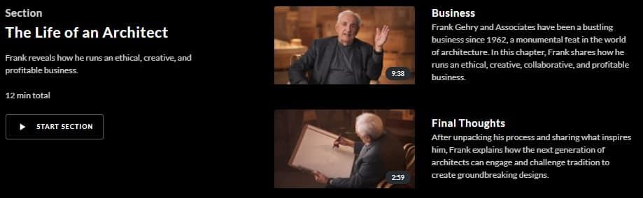 MasterClass Frank Gehry Life of Architect