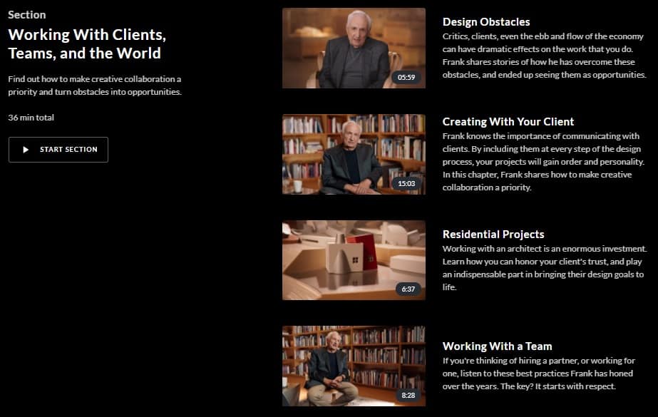 MasterClass Frank Gehry Working With Clients, Teams, and the World