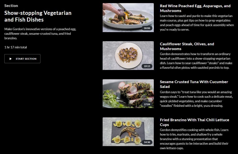 MasterClass Gordon Ramsay Vegetarian and Fish Dishes