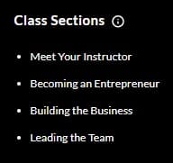 MasterClass Howard Schultz Class Sections