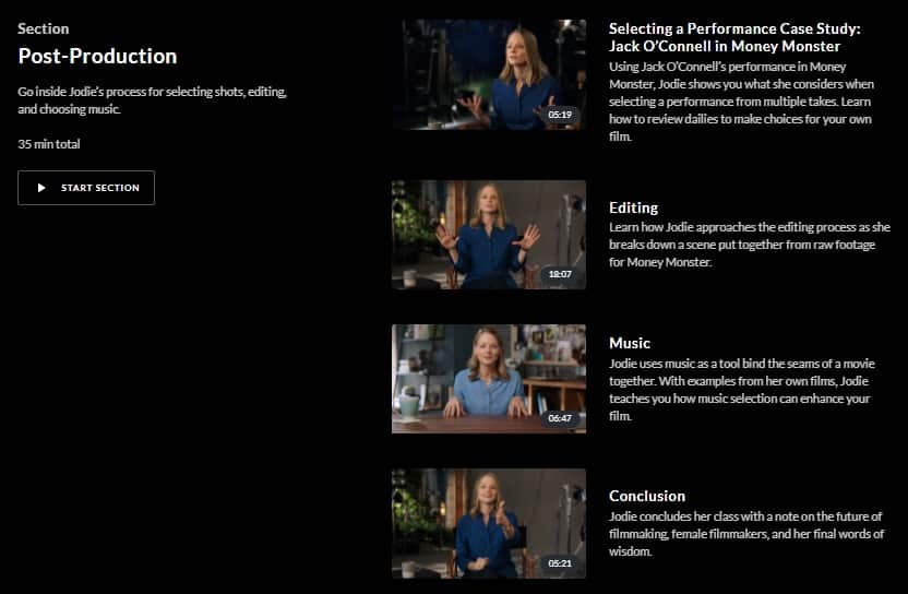 MasterClass Jodie Foster Post-Production