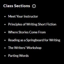 MasterClass Joyce Carol Oates class sections