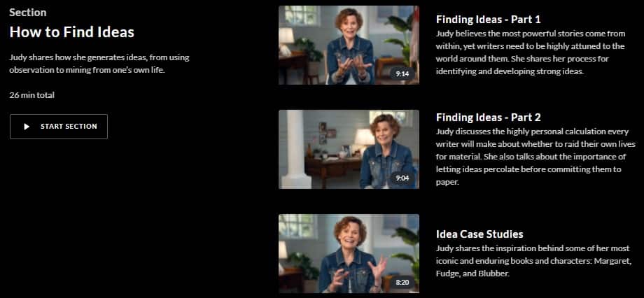 MasterClass Judy Blume How to Find Ideas