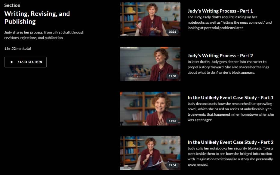 MasterClass Judy Blume Writing Revising Publishing