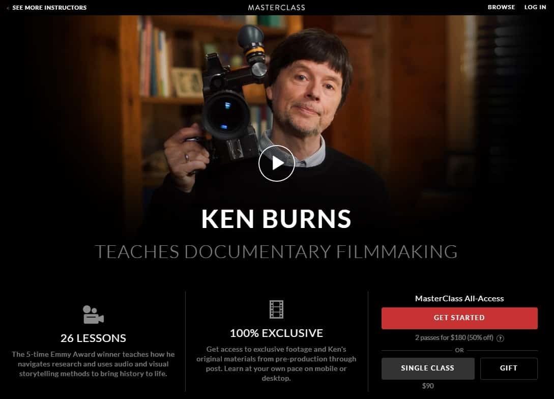 MasterClass Ken Burns Documentary Filmmaking Lesson Review