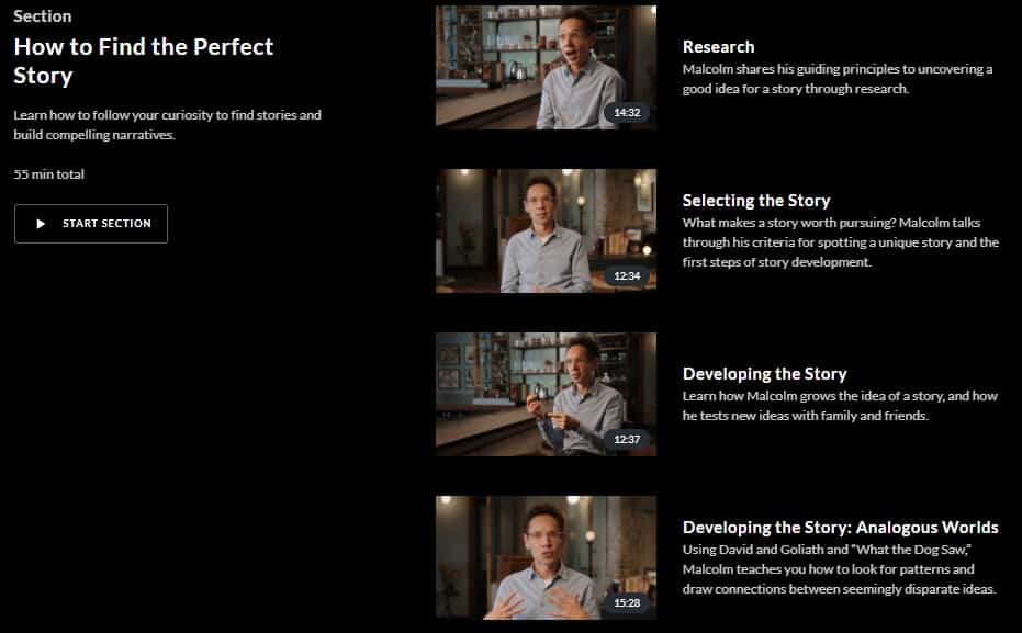 MasterClass Malcolm Gladwell Find Perfect Story
