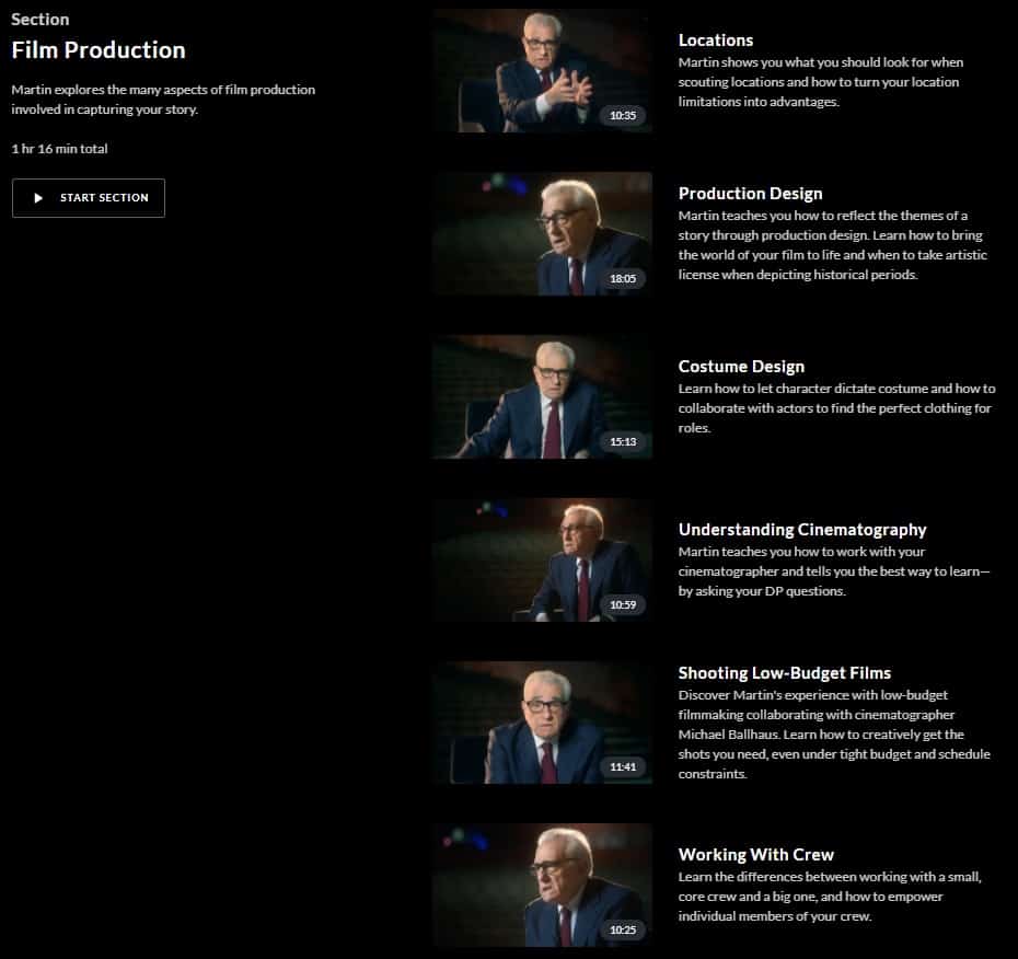 MasterClass Martin Scorsese Film Production