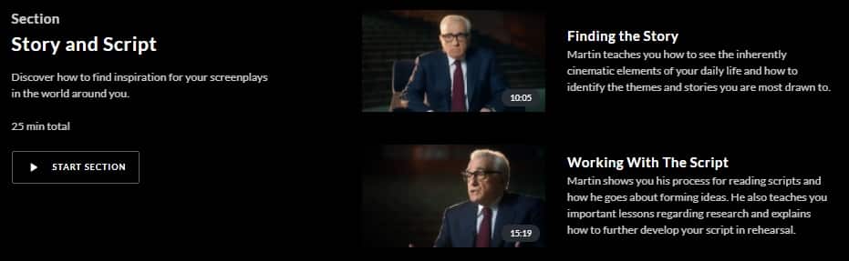 MasterClass Martin Scorsese Story and Script