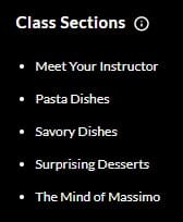 MasterClass Massimo Bottura Class Sections