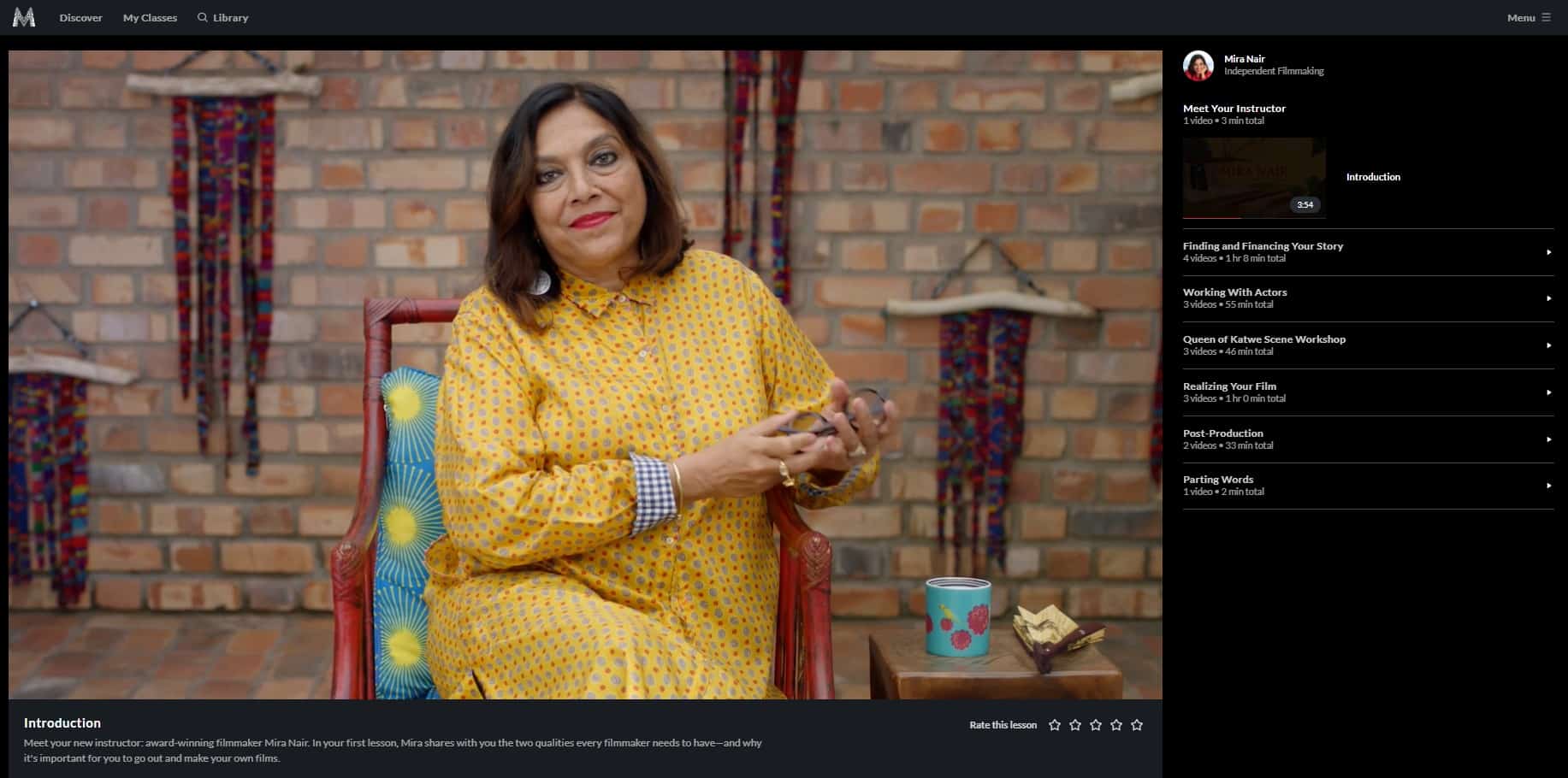 MasterClass Mira Nair Class Sections