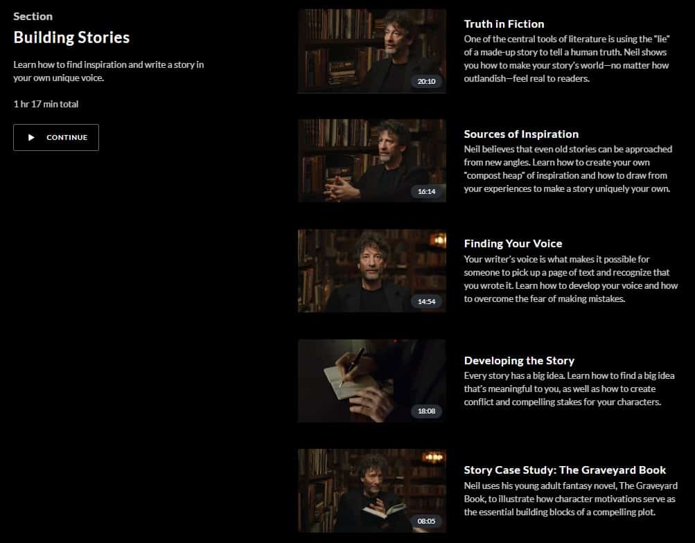 MasterClass Neil Gaiman Building Stories