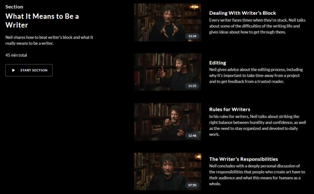 MasterClass Neil Gaiman Editing