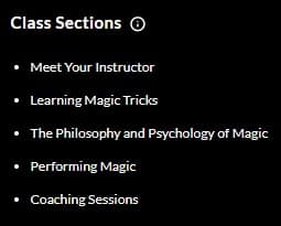 MasterClass Penn and Teller Class Sections