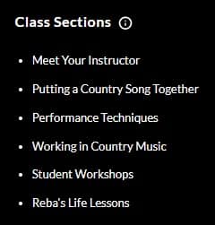 MasterClass Reba McEntire Class Sections