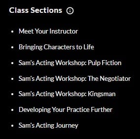 MasterClass Samuel L. Jackson Class Sections
