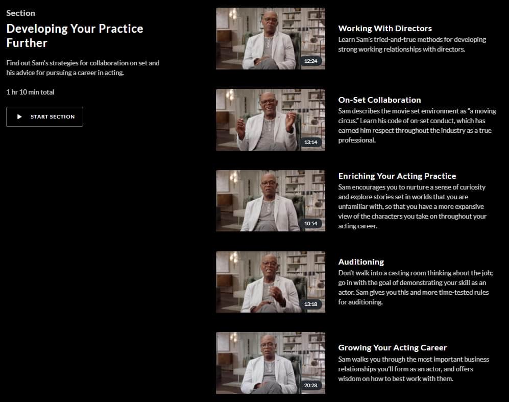 MasterClass Samuel L. Jackson Developing Practice Further
