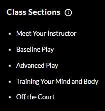 MasterClass Serena Williams Class Sections