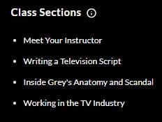 MasterClass Shonda Rhimes Class Sections