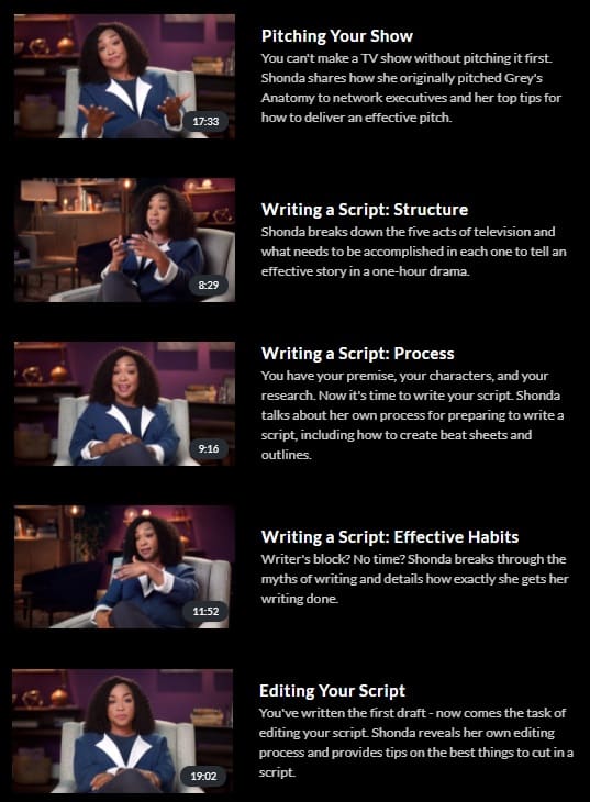MasterClass Shonda Rhimes Writing a Television Script 2