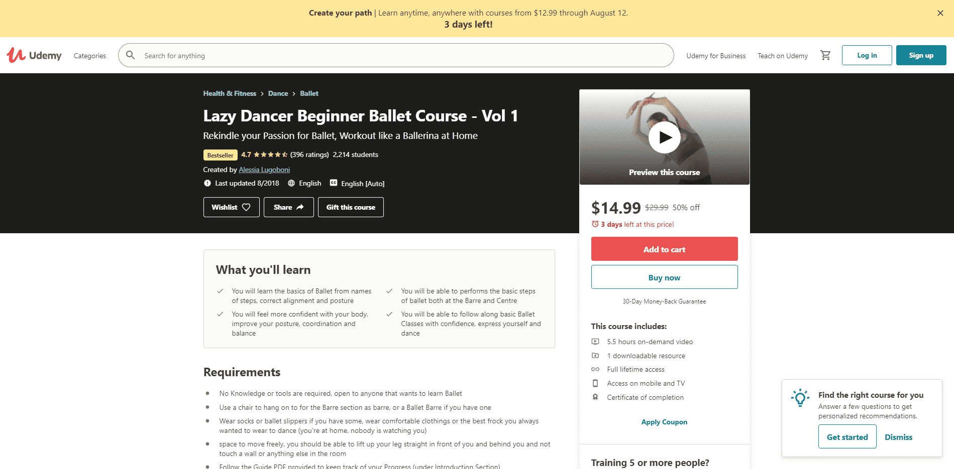 Udemy 2 Ballet Lessons for Beginners